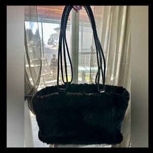 BLACK MINK Paolo Masi Made in Italy Large Chevron purse with dust bag. Exquisite